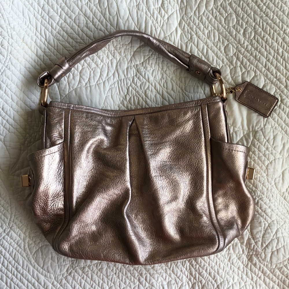 COACH vintage metallic leather shoulder bag
